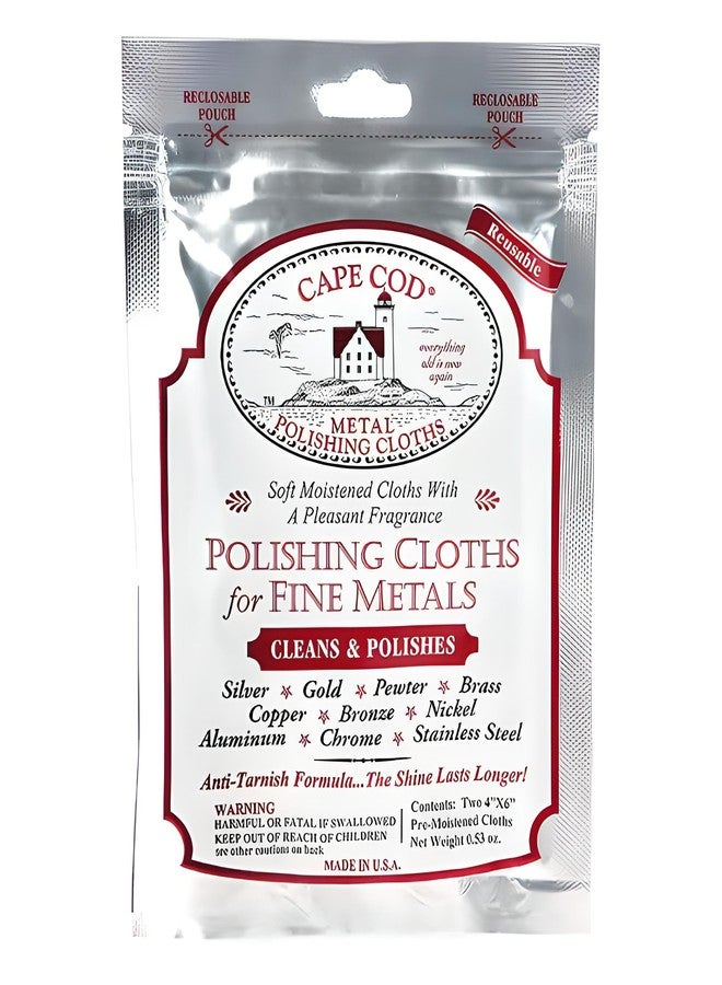 Cape Cod Metal Polish Cloths, 2 x 4" x 6", Compatible with Copper, Brass, Stainless Steel, Pewter, Aluminum, Metal, Nickel - Image 1